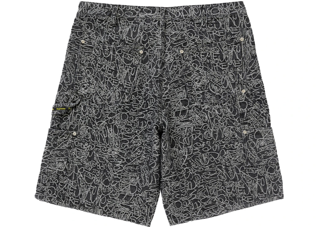 Supreme Handwriting Double Knee Denim Short Black